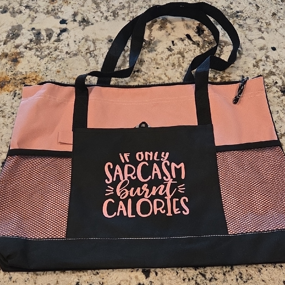 Pink and Black Tote Bag